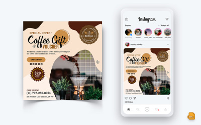 Kahve Dükkanı Sosyal Medya Instagram Post Tasarımı-19