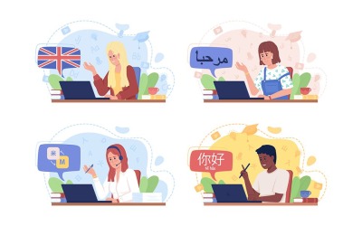 Talar främmande språk flytande illustration set