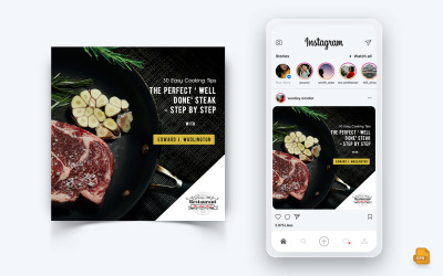 Comida y Restaurante Ofrece Descuentos Servicio Redes Sociales Instagram Post Design-03