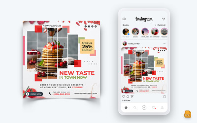 Mat och restaurang Erbjudanden Rabatter Service Sociala medier Instagram Post Design-47