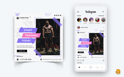 Diseño de publicación de Instagram en redes sociales de gimnasio y estudio de fitness-20