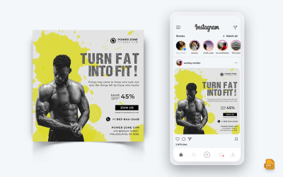 Студия тренажерного зала и фитнеса в социальных сетях Instagram Post Design-22