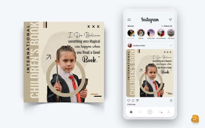 Diseño de publicación de Instagram en redes sociales del Día Internacional del Libro Infantil-16