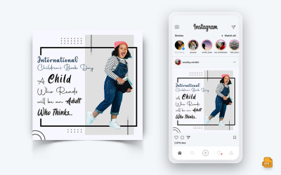 Giornata internazionale del libro per bambini Social Media Instagram Post Design-15
