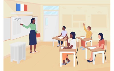 Illustratie van de Franse taalles