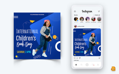 Journée internationale du livre pour enfants sur les médias sociaux Instagram Post Design-07