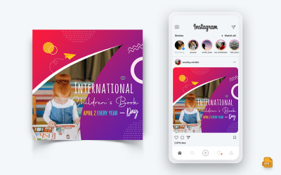 Mezinárodní den dětské knihy Sociální média Instagram Post Design-01