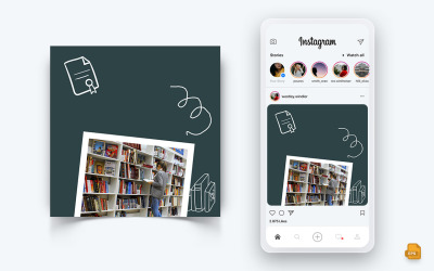 Narodowy Dzień Bibliotekarza w mediach społecznościowych Instagram Post Design-13