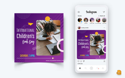 Nemzetközi Gyermekkönyvnap Közösségi média Instagram Post Design-02