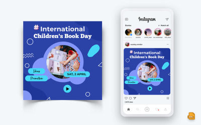 Nemzetközi Gyermekkönyvnap Közösségi média Instagram Post Design-10