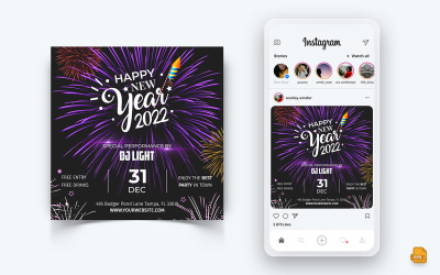 NewYear Party Night Празднование Социальные сети Instagram Post Design Template-01