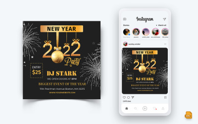 Plantilla de diseño de publicación de Instagram de redes sociales de celebración de noche de fiesta de año nuevo-06