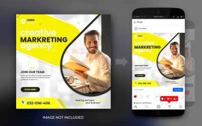 Agência de marketing criativo digital e modelo de design de banner de postagem de mídia social corporativa