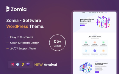 Zomia - Tema WordPress Elementor responsivo a software.