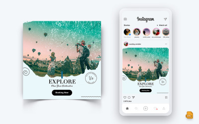 Explorateur de voyages et visite des médias sociaux Instagram Post Design-03