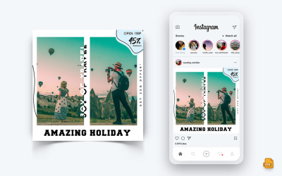 Explorateur de voyages et visite des médias sociaux Instagram Post Design-13