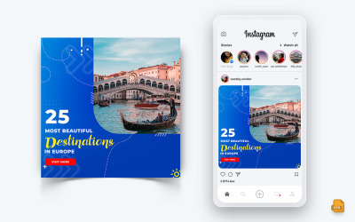 Explorateur de voyages et visite des médias sociaux Instagram Post Design-22