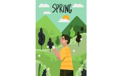 Free Spring Season Portrait Background Illustration
