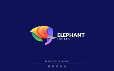 Logo Vector Elefante Gradiente Colorido V1