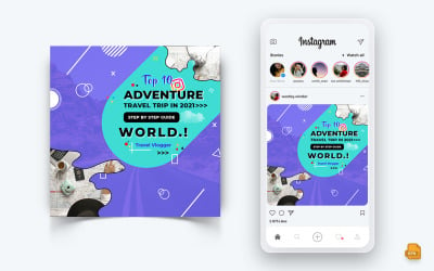 Travel Explorer ve Tour Sosyal Medya Instagram Post Tasarımı-21