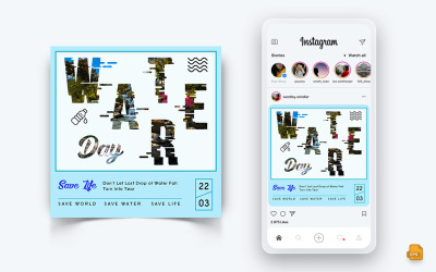 Conception de publication Instagram sur les médias sociaux de la Journée mondiale de l&amp;#39;eau-04