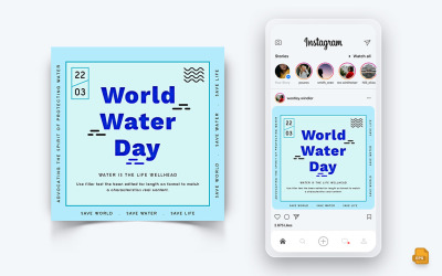 Conception de publication Instagram sur les médias sociaux de la Journée mondiale de l&amp;#39;eau-05
