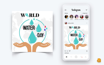 Conception de publication Instagram sur les médias sociaux de la Journée mondiale de l&amp;#39;eau-08
