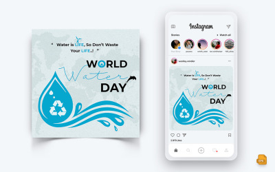 Conception de publication Instagram sur les médias sociaux de la Journée mondiale de l&amp;#39;eau-12