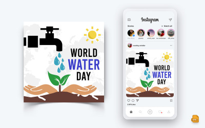 Conception de publication Instagram sur les médias sociaux de la Journée mondiale de l&amp;#39;eau-13