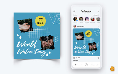 Conception de publication Instagram sur les médias sociaux de la Journée mondiale de l&amp;#39;eau-15