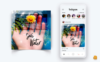 Conception de publication Instagram sur les médias sociaux de la Journée mondiale de l&amp;#39;eau-19
