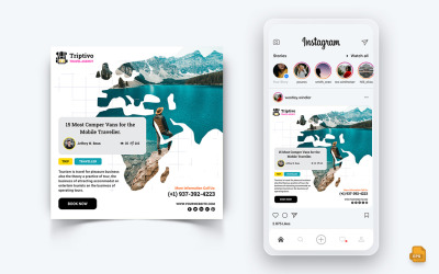 Conception de publication Instagram sur les médias sociaux de voyage et de voyage-15
