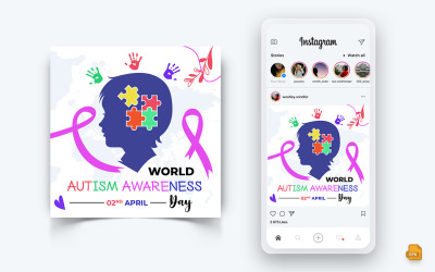 Dia Mundial da Conscientização do Autismo nas Redes Sociais Instagram Post Design-04