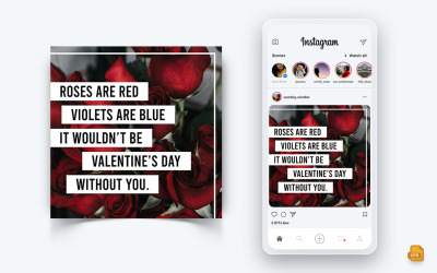 Дизайн поста в социальных сетях Instagram для вечеринки в честь Дня святого Валентина-15