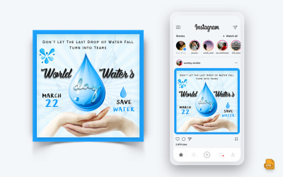 Giornata mondiale dell&amp;#39;acqua Social Media Instagram Post Design-01