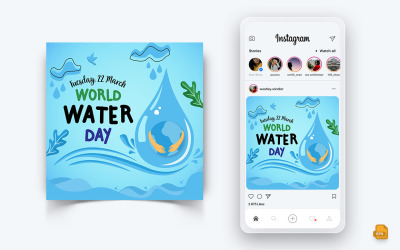 Giornata mondiale dell&amp;#39;acqua Social Media Instagram Post Design-06