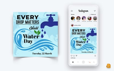 Giornata mondiale dell&amp;#39;acqua Social Media Instagram Post Design-07
