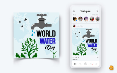 Giornata mondiale dell&amp;#39;acqua Social Media Instagram Post Design-09