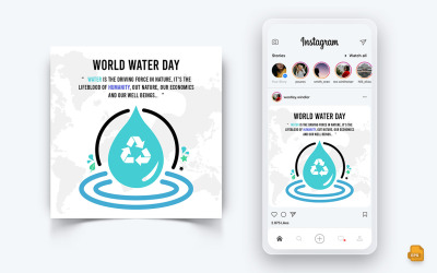 Giornata mondiale dell&amp;#39;acqua Social Media Instagram Post Design-14