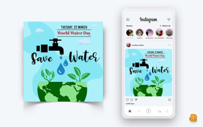 Progettazione di post di Instagram sui social media della Giornata mondiale dell&amp;#39;acqua-10