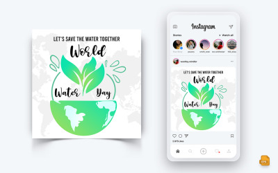 Progettazione di post di Instagram sui social media della Giornata mondiale dell&amp;#39;acqua-11