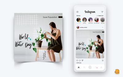 Progettazione di post di Instagram sui social media della Giornata mondiale dell&amp;#39;acqua-17