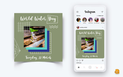 Progettazione di post di Instagram sui social media della Giornata mondiale dell&amp;#39;acqua-18