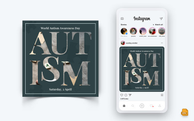 Světový den povědomí o autismu Sociální média Instagram Post Design-07