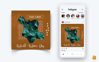 Conception de publication Instagram sur les médias sociaux de la Journée mondiale de l&amp;#39;eau-22