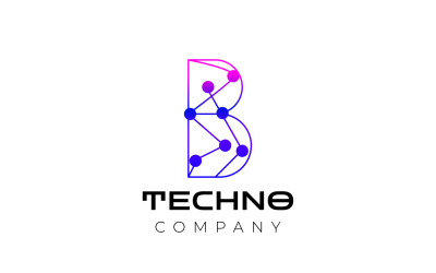 Bokstaven B Tech Connect Dot Logotyp