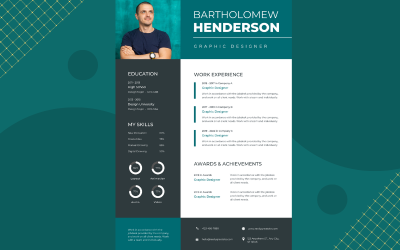 Black and Deep Green Professional Graphic Designer Resume
