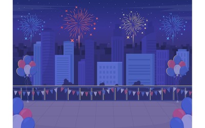 Festive decoration in town for Independence day illustration