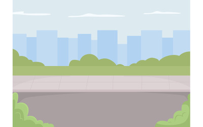 Ilustração em vetor de cores planas com vista para a cidade