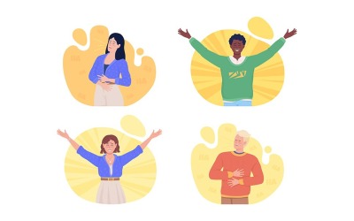 Pozytywne emocje wektor zestaw izolowanych ilustracji